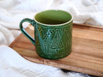 16oz ceramic Nordic Christmas tree mug with evergreen glaze