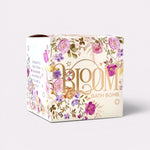 Bloom bath bomb with floral design on a white background