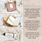 Collage of bath products with text about substitutions and shipping policies.