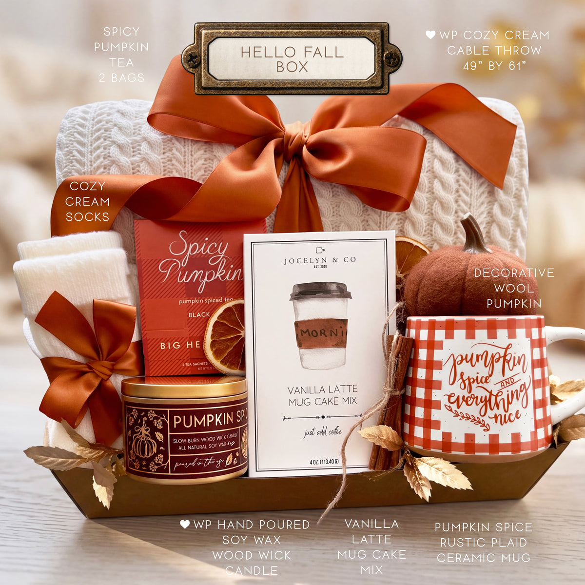 Hello Fall Gift Box | Cozy Fall Gift with Blanket, Mug & Pumpkin Spice