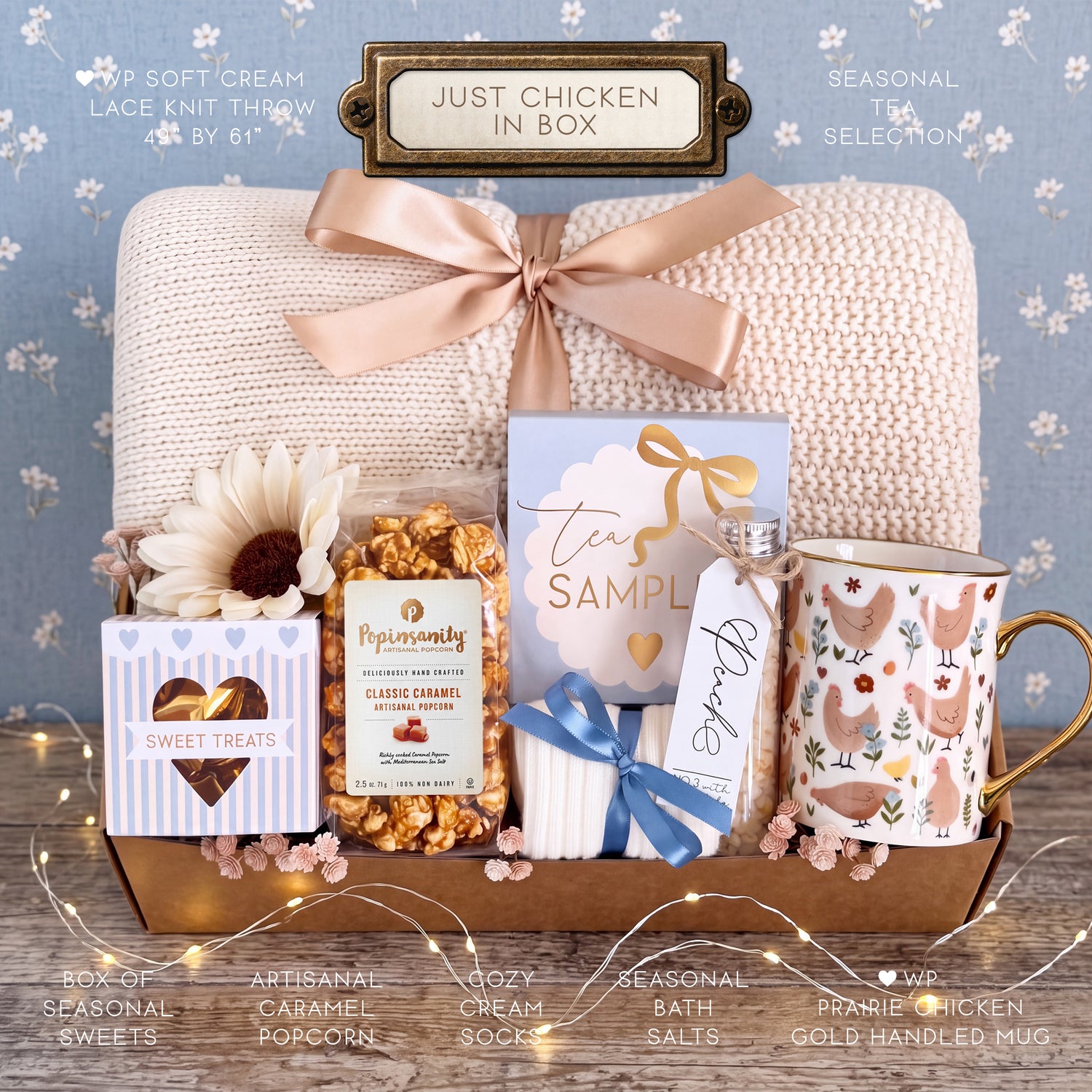 Just Chicken In Gift Box | Farmhouse Chicken Lover Gift with Blanket & Mug