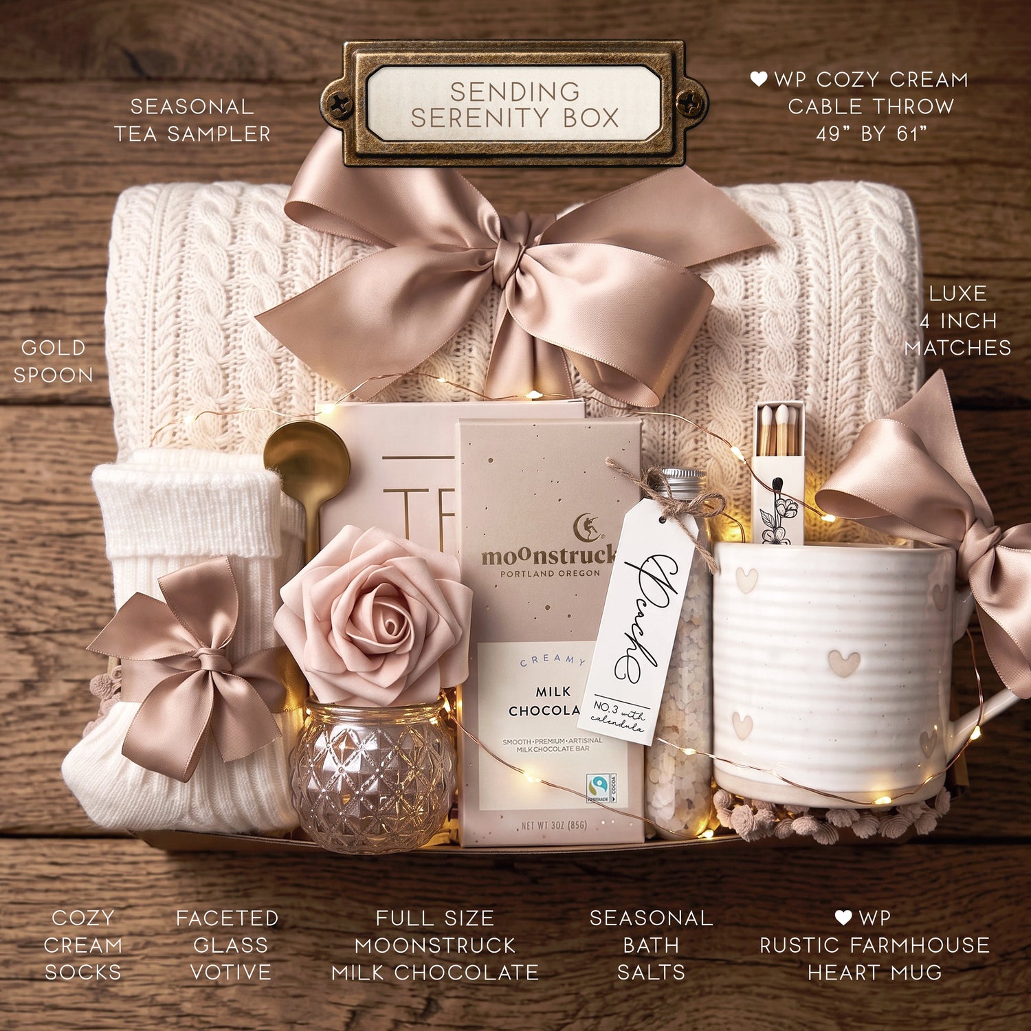Sending Serenity Gift Box – Blanket, Heart Mug, Tea & Chocolate Gift