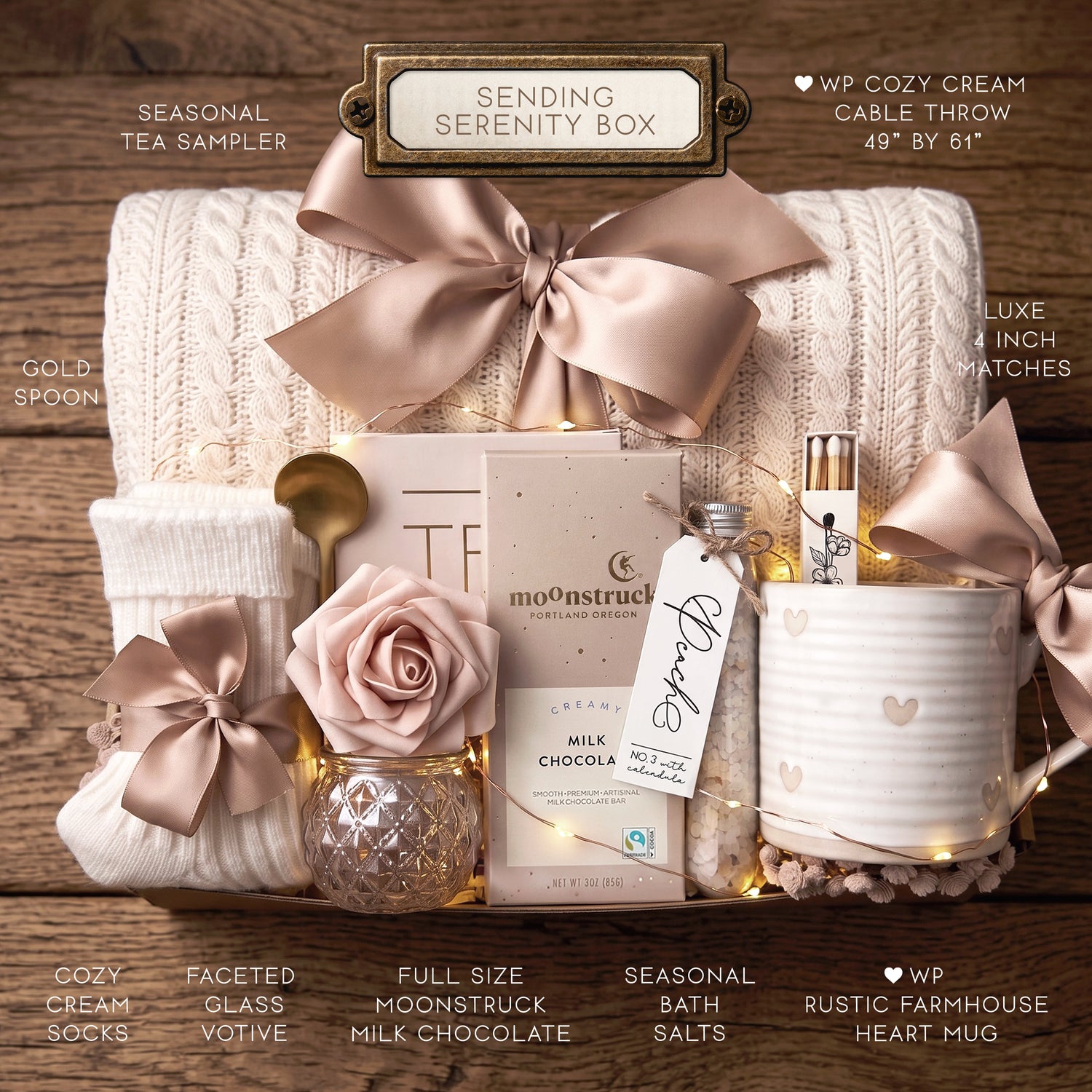 Sending Serenity Gift Box – Blanket, Heart Mug, Tea & Chocolate Gift