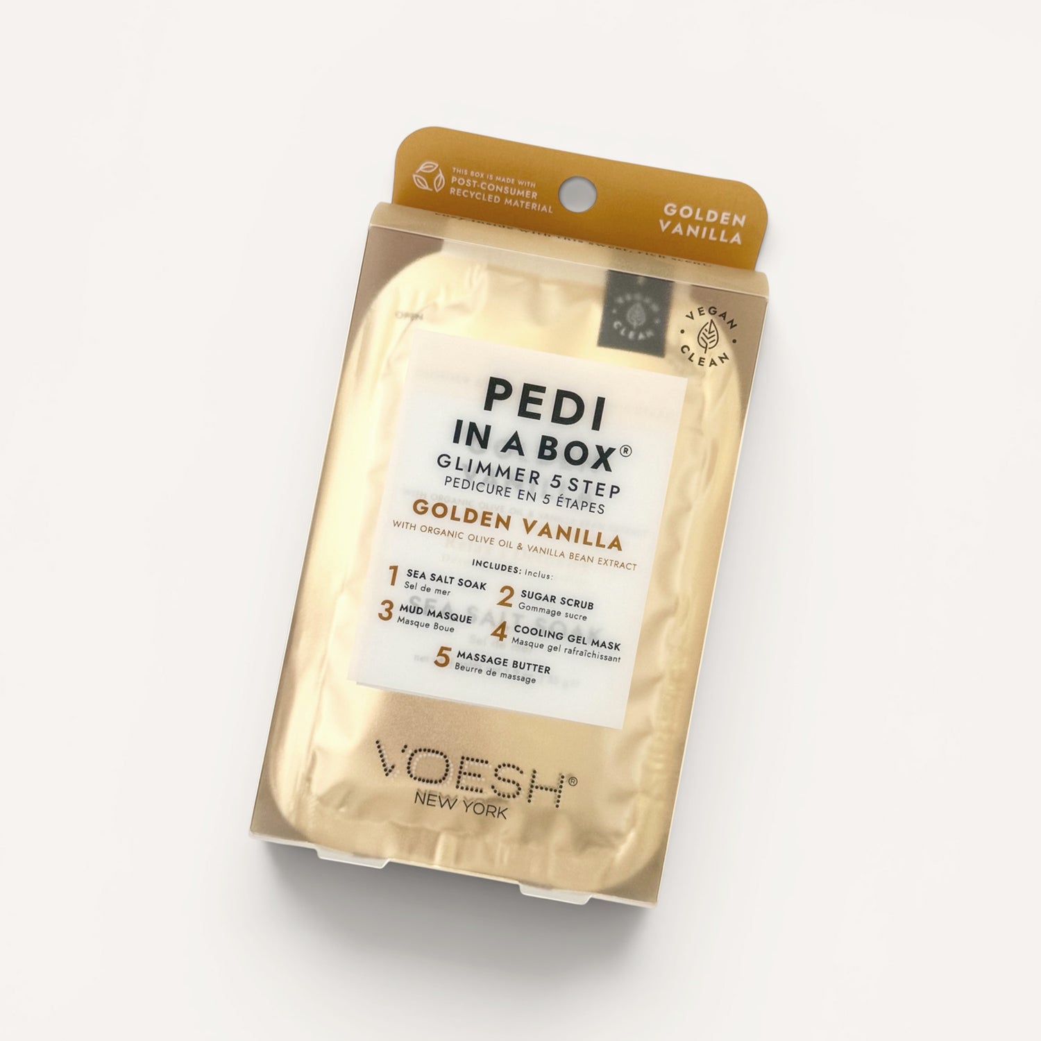 VOESH Pedi in a Box Golden Vanilla kit on a white background