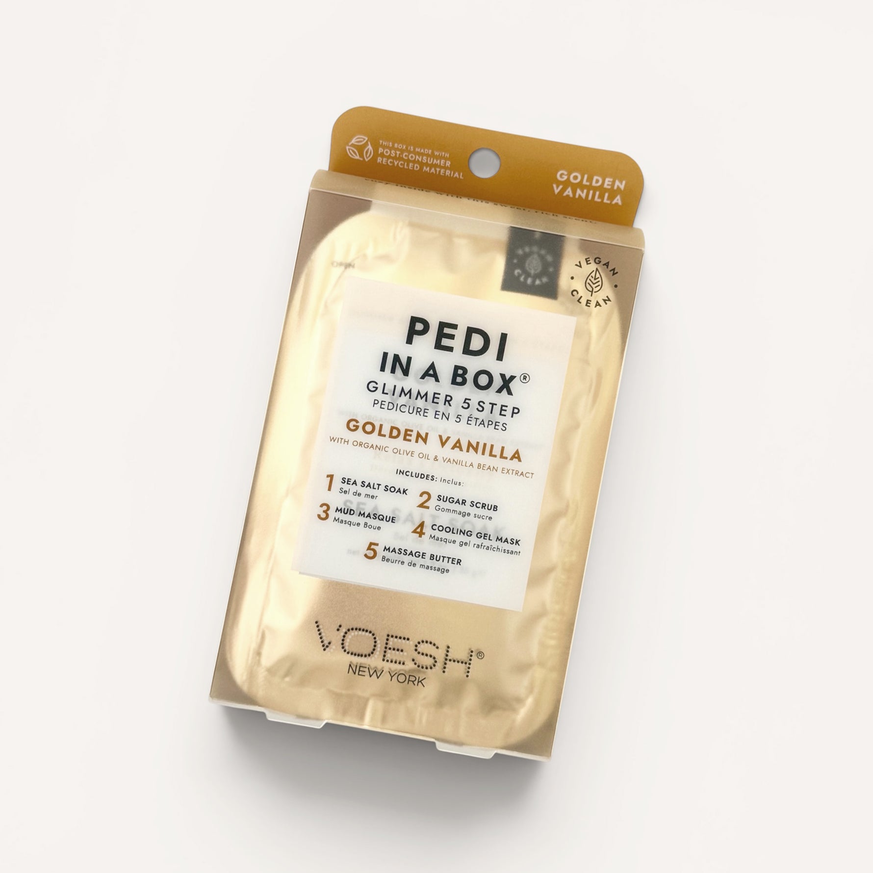 VOESH Pedi in a Box Golden Vanilla kit on a white background