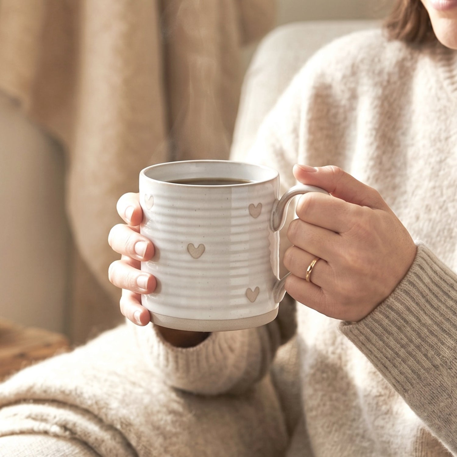 Rustic Farmhouse Heart Ceramic Mug | 14oz Farmhouse Style Coffee Cup | Wildflower Pop Exclusive