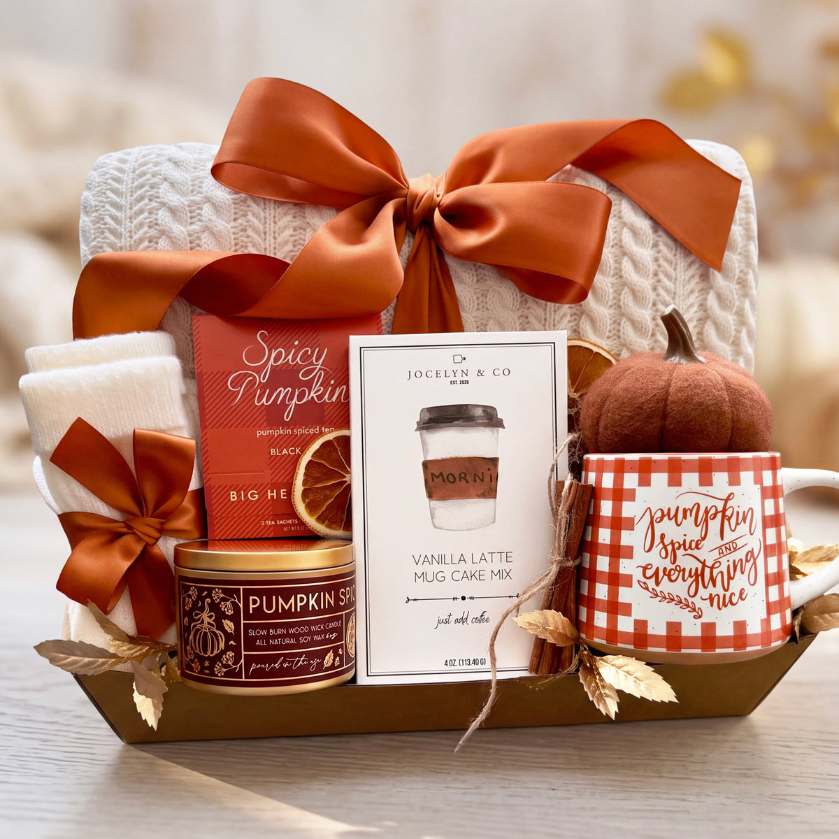 Hello Fall Gift Box | Cozy Fall Gift with Blanket, Mug & Pumpkin Spice