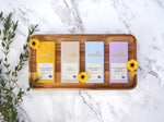 Moonstruck Chocolate bar in a variety of flavors each bar is 3oz, shown is milk chocolate salted toffee, milk chocolate, dark chocolate almond, and dark chocolate blueberry and passionfruit 