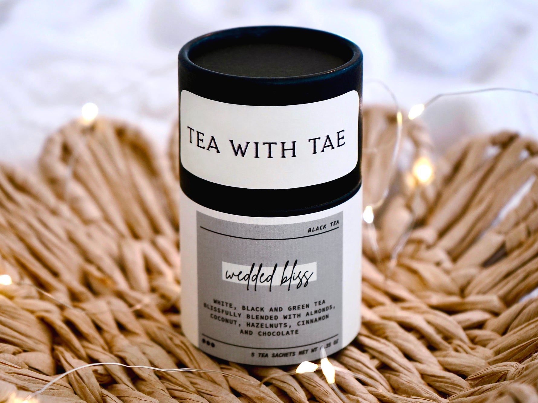 Tea with Tae tea tubes come with 5 tea bags. Flavor shown is wedded bliss