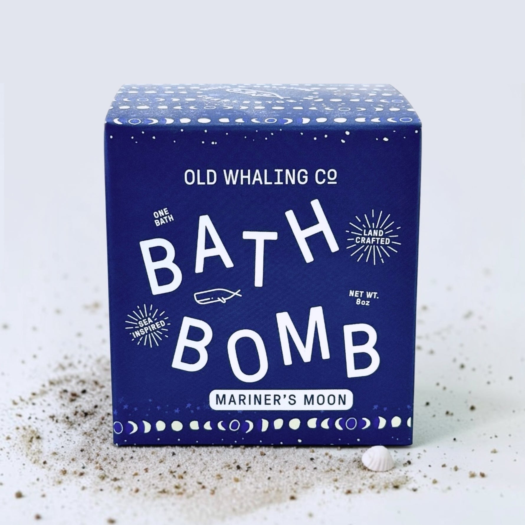 Old Whaling Co Mariner's Moon bath bomb on a light gray background