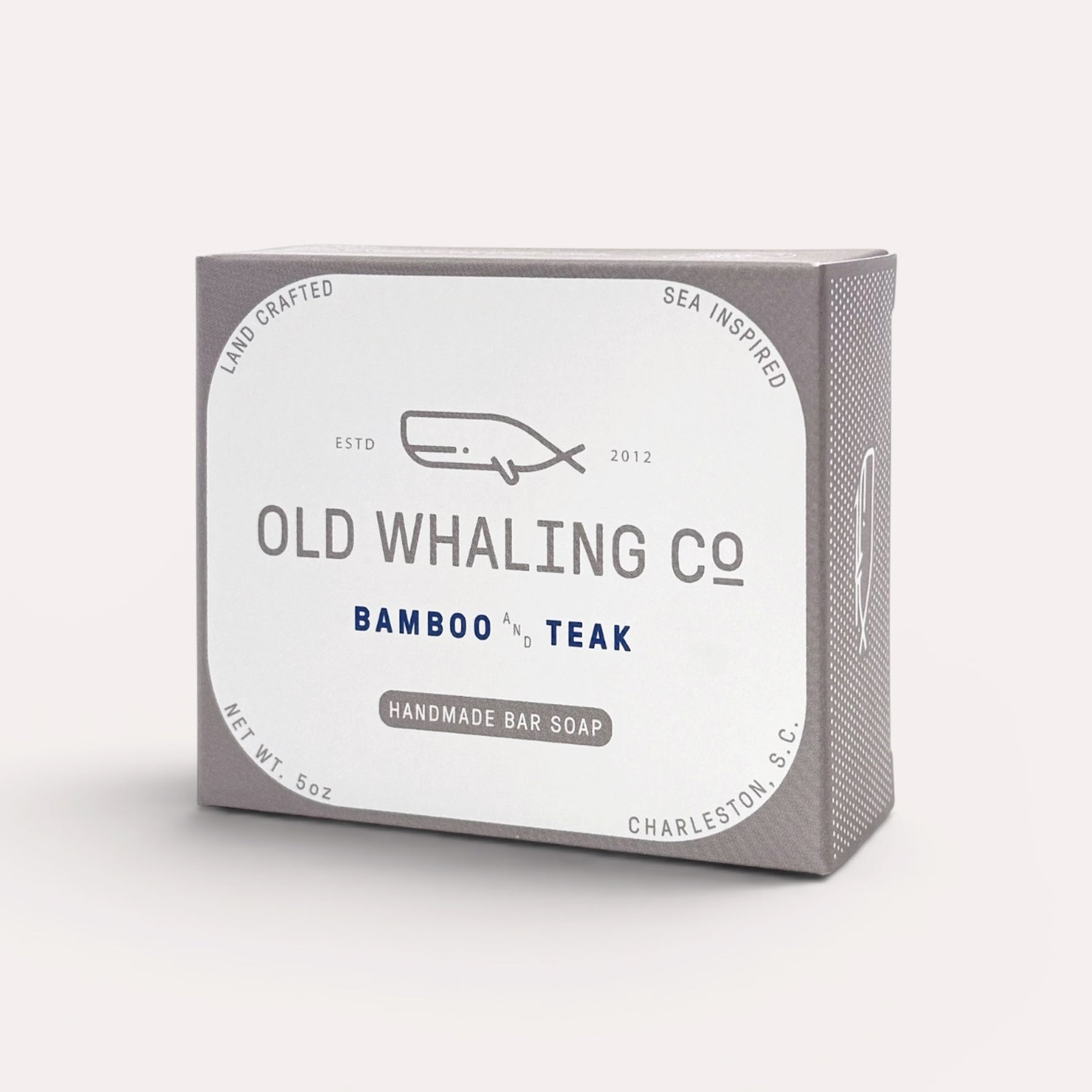 Box of Old Whaling Co handmade bar soap on a white background