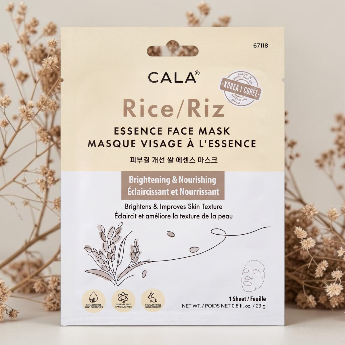 Rice Essence Facial Sheet Mask | Single Mask | Cala