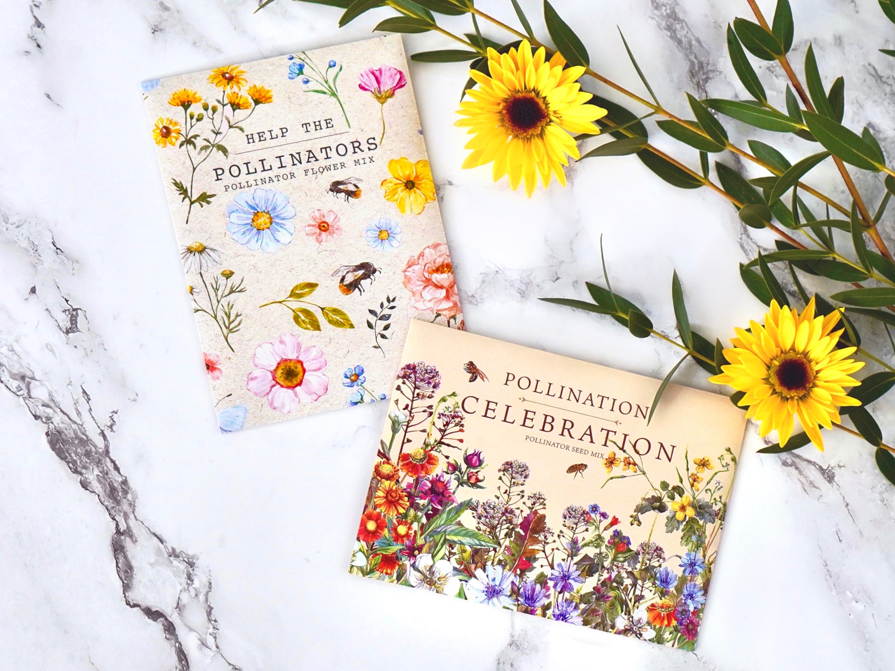 this packet of easy to grow seeds contain an assortment of wildflowers that will attract pollinator friends.