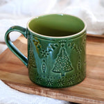 16oz ceramic Nordic Christmas tree mug with evergreen glaze 