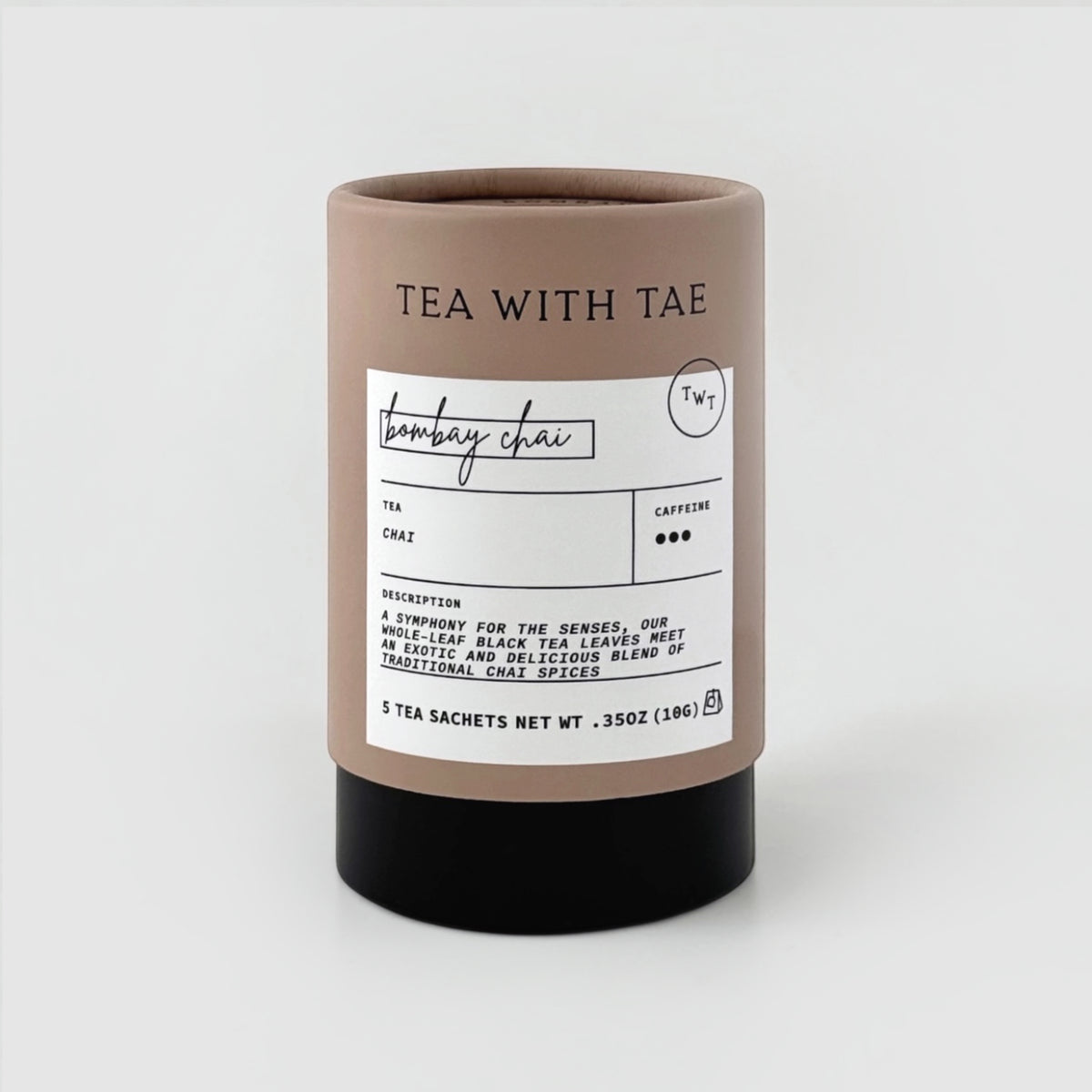 Bombay chai tea tube on grey background