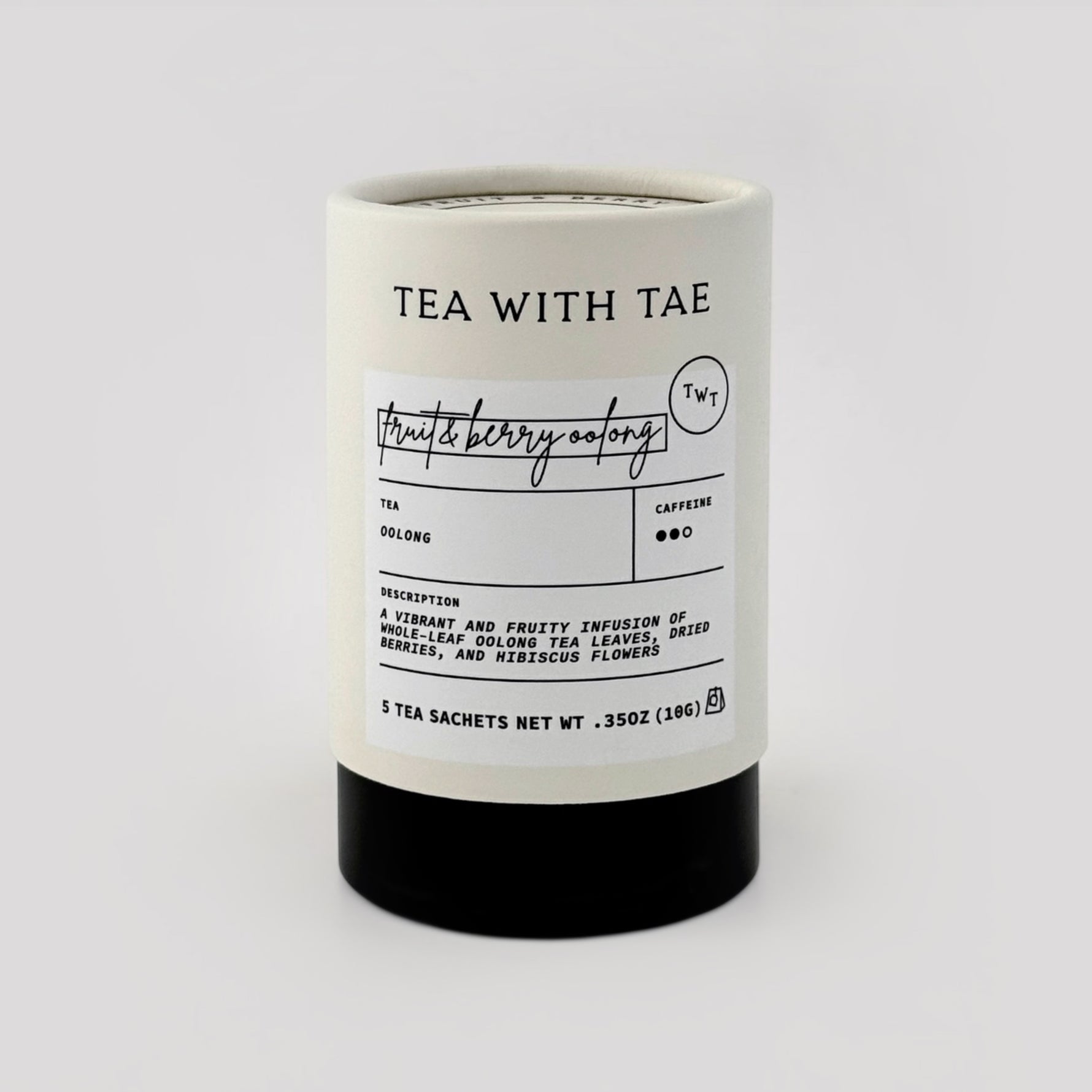 Fruit & berry oolong tea tube on grey background