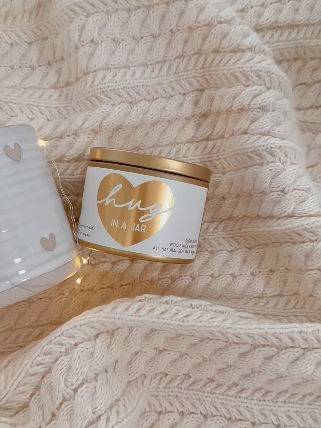Wildflower Pop Video showing the Rustic Farmhouse Heart Mug and Hug in the Jar soy wax candle 